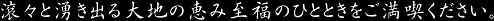 滾々と湧き出る大地の恵み至福のひとときをご満喫ください。